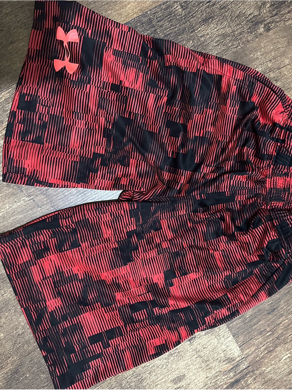 Under Armour Red and Black Patterned Athletic Shorts